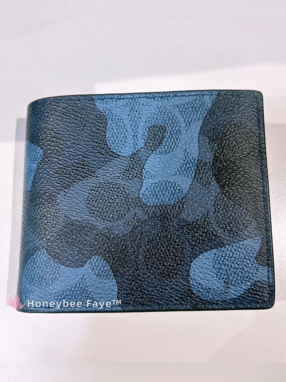 Coach Men's 3-in1 camo Blue and Black Camouflage Leather Bi-Fold Wallet